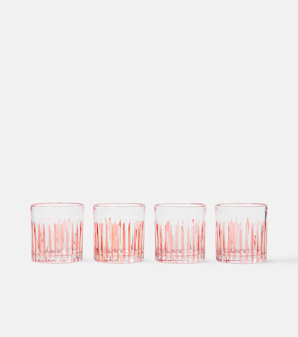  Les-ottomans Les-ottomans Set Of 4 Striped Crystal Tumblers 