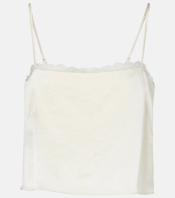  Leset Leset Barb Cropped Lace Satin Camisole 