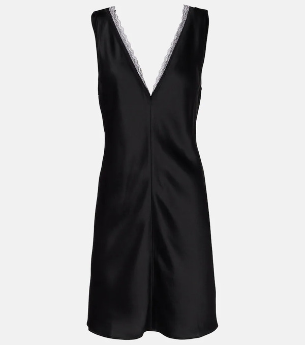  Leset Leset Barb Lace-trimmed Satin Minidress 