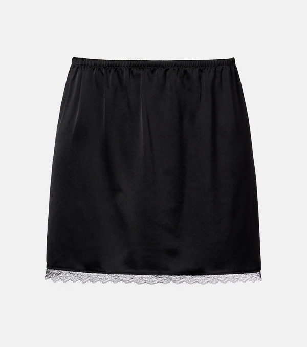  Leset Leset Barb Lace-trimmed Satin Miniskirt 