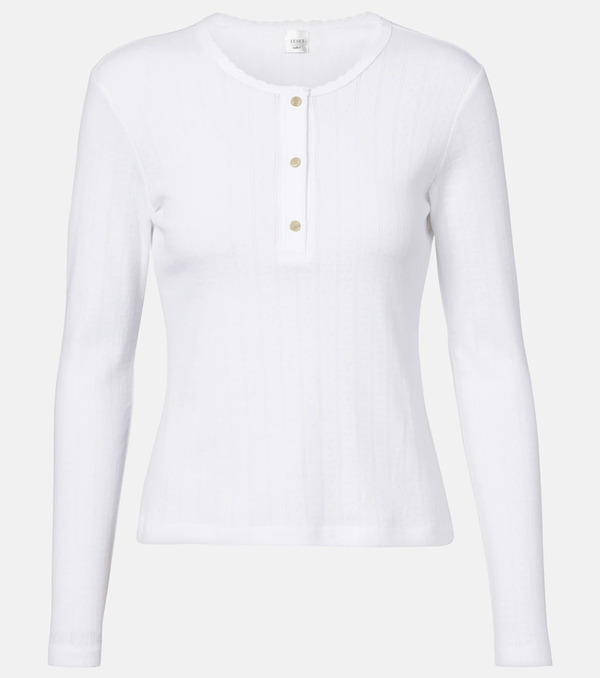  Leset Leset Pointelle Cotton Henley Shirt 