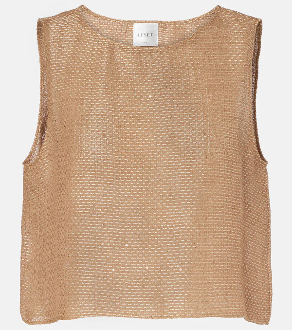  Leset Leset Stella Sequined Cropped Tank Top 