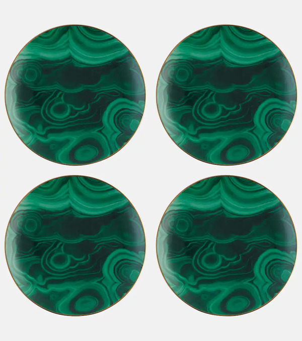  L'objet L'objet Malachite Set Of 4 Canape Plates 