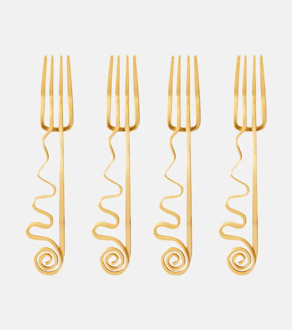  L'objet L'objet Spirale Set Of 4 Cocktail Forks 