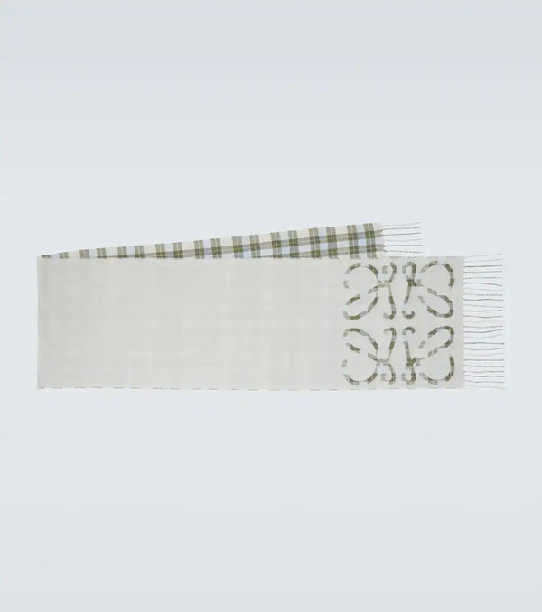  Loewe Loewe Anagram Checked Silk And Cashmere Scarf 