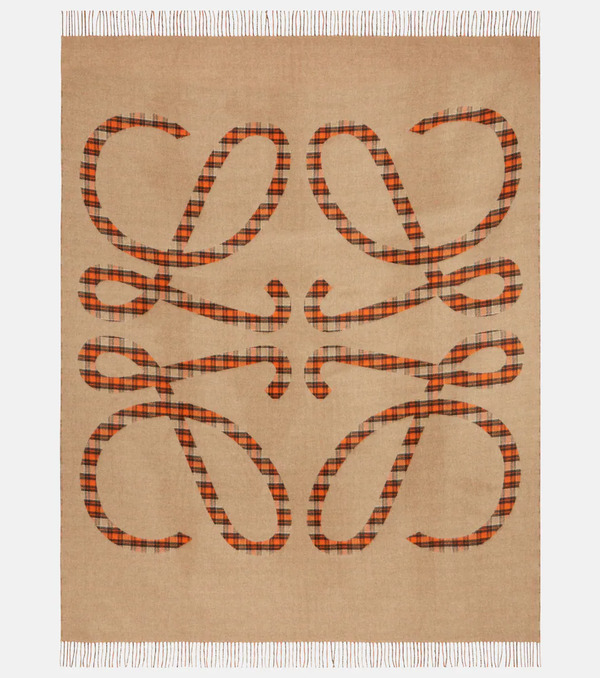  Loewe Loewe Anagram Checked Wool And Cashmere Blanket 