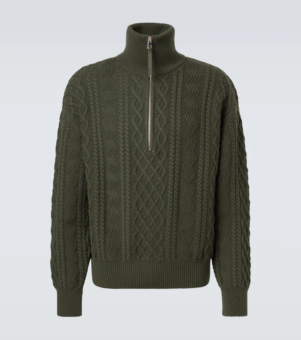  Loewe Loewe Aran-knit Wool Half-zip Turtleneck Sweater 