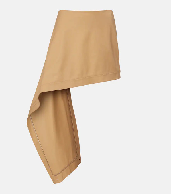  Loewe Loewe Asymmetric Silk-trimmed Cotton Miniskirt 
