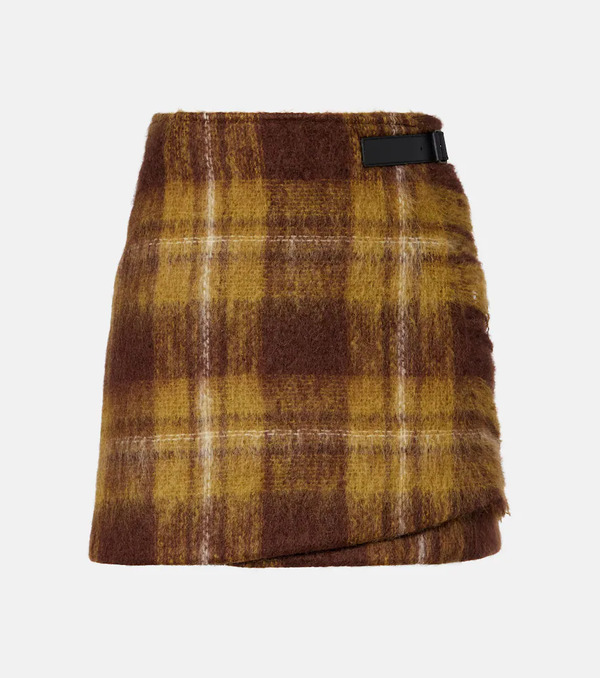  Loewe Loewe Checked Mohair And Wool Miniskirt 