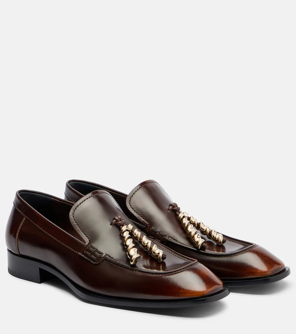  Loewe Loewe Embellished Leather Loafers 
