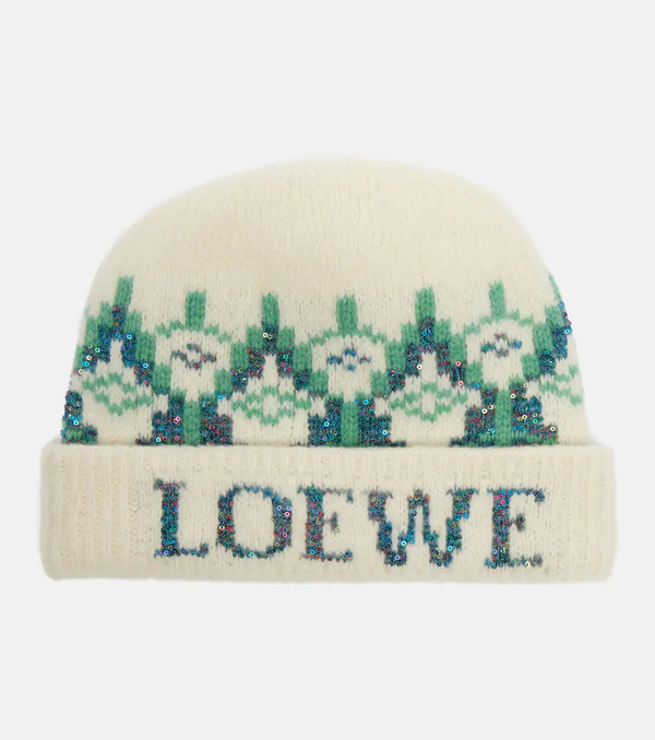  Loewe Loewe Fair Isle Sequined Wool-blend Beanie 