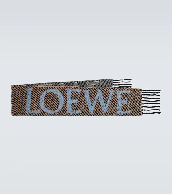  Loewe Loewe Fringed Logo Alpaca And Wool-blend Scarf 