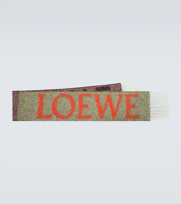  Loewe Loewe Fringed Logo Alpaca And Wool-blend Scarf 