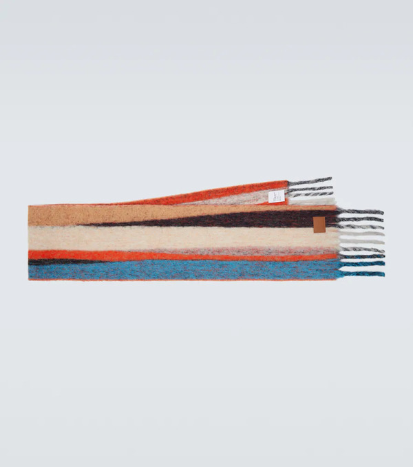  Loewe Loewe Fringed Striped Alpaca-blend Scarf 