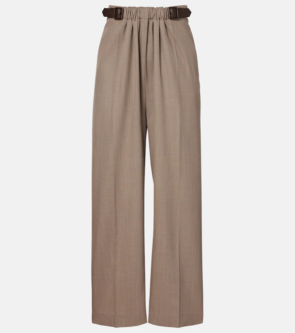  Loewe Loewe Gathered Wool Wide-leg Pants 