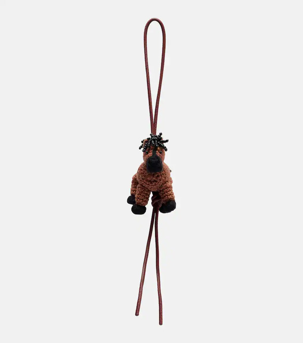  Loewe Loewe Horse Beaded Leather-trimmed Wool Bag Charm 