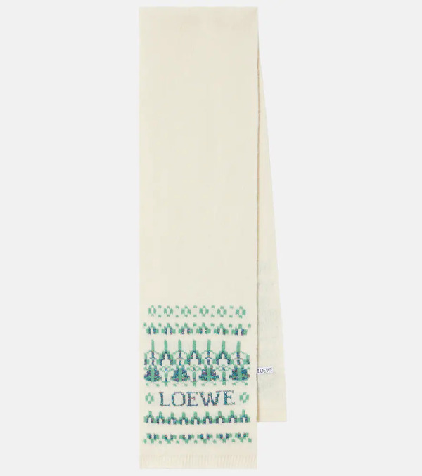  Loewe Loewe Logo Sequined Wool-blend Jacquard Scarf 