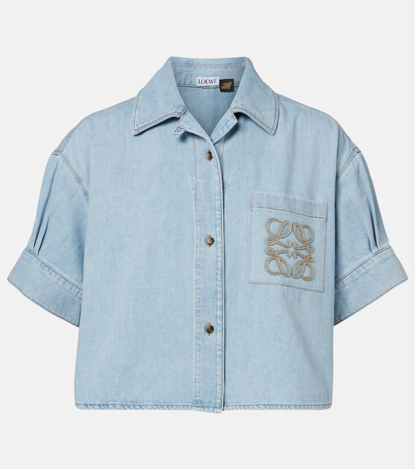  Loewe Loewe Paula's Ibiza Anagram Cropped Denim Shirt 