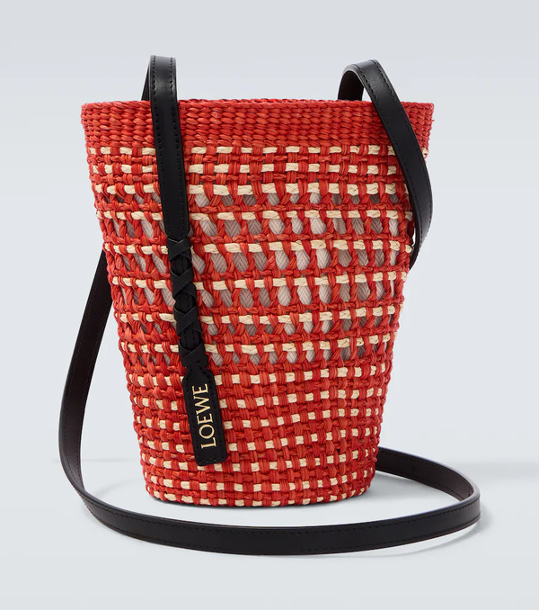  Loewe Loewe Paula's Ibiza Leather-trimmed Shoulder Bag 