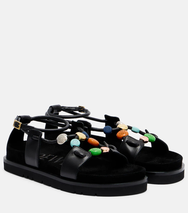  Loewe Loewe Paula's Ibiza Pebble Beads Leather Sandals 