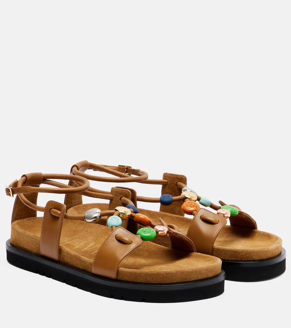  Loewe Loewe Paula's Ibiza Pebble Beads Leather Sandals 