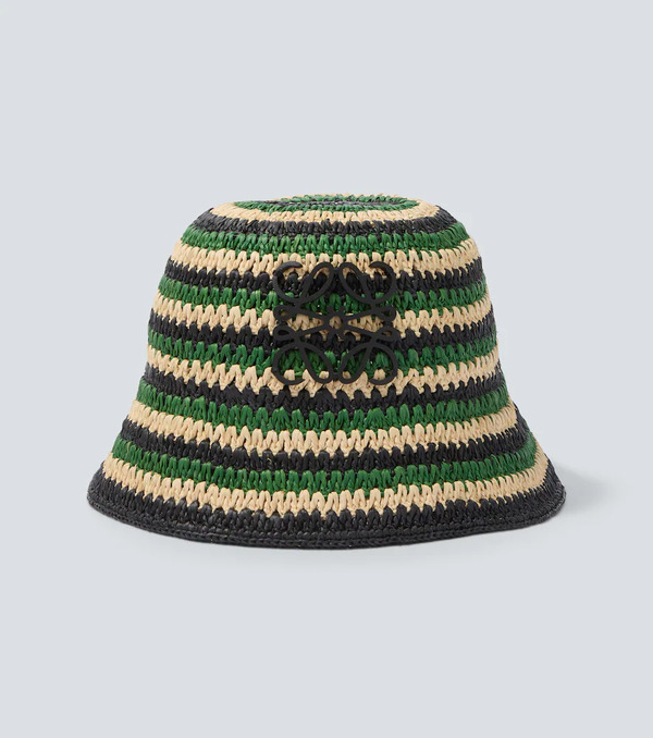  Loewe Loewe Paula's Ibiza Striped Raffia Bucket Hat 