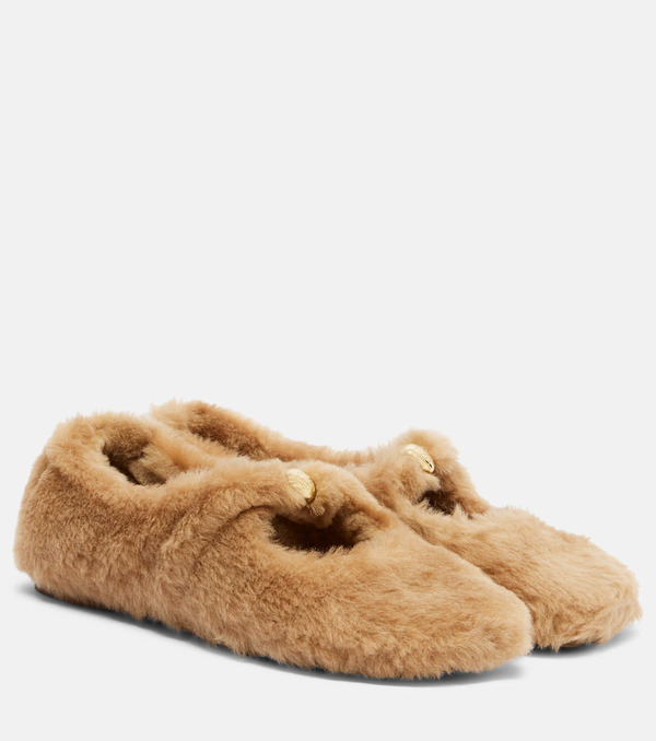  Loewe Loewe Pebble Soft Shearling Mary Jane Flats 