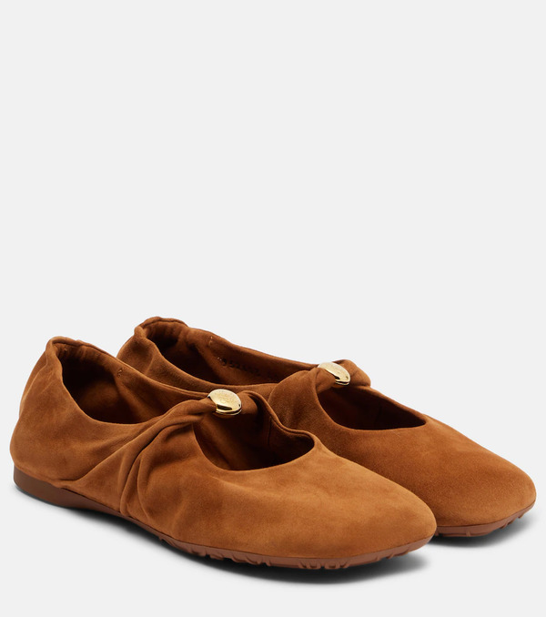  Loewe Loewe Pebble Soft Suede Mary Jane Flats 