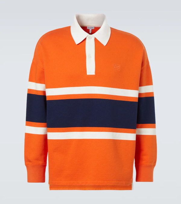  Loewe Loewe Striped Cotton Fleece Polo Sweater 