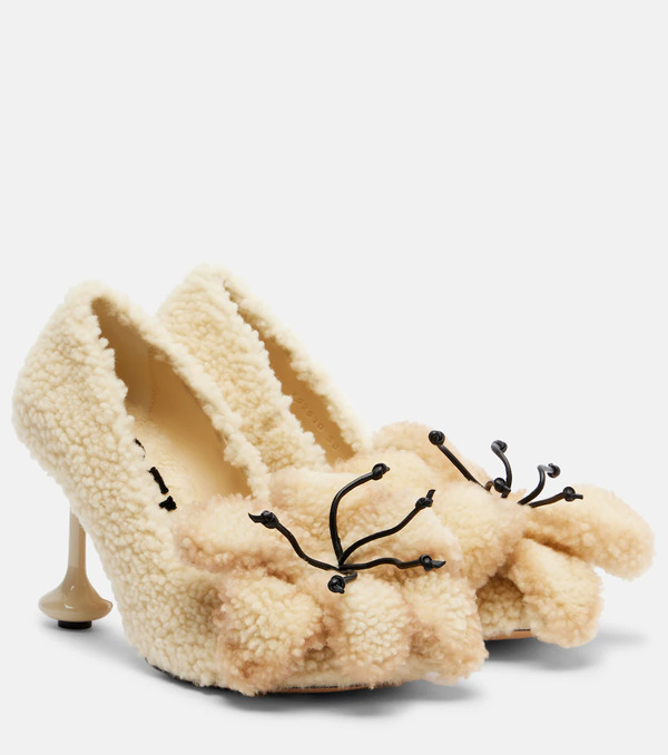  Loewe Loewe Toy Floral-applique Shearling Pumps 