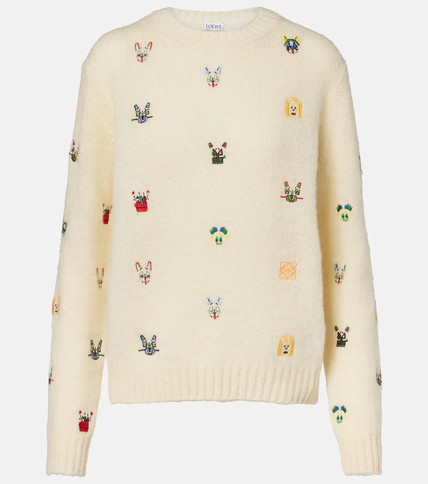  Loewe Loewe X Louis Wain Embroidered Wool Sweater 