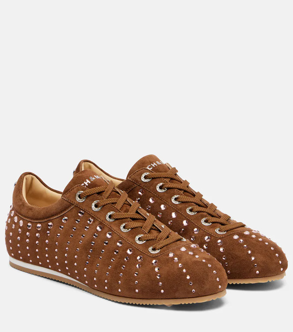  Mach & Mach Mach & Mach Ballet Runner Embellished Suede Sneakers 