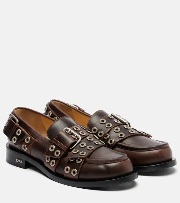 Mach & Mach Mach & Mach Buckle Belt Leather Loafers 