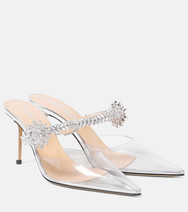  Mach & Mach Mach & Mach Crystal Flower Embellished Pvc Pumps 