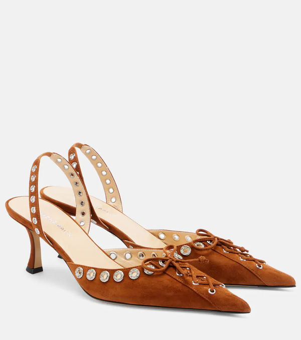  Mach & Mach Mach & Mach Crystalized Corset 65 Suede Slingback Pumps 