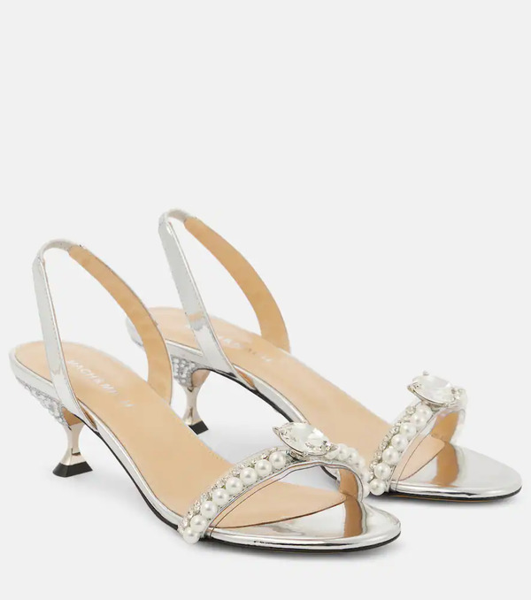  Mach & Mach Mach & Mach Diamond Of Elizabeth 55 Leather Sandals 