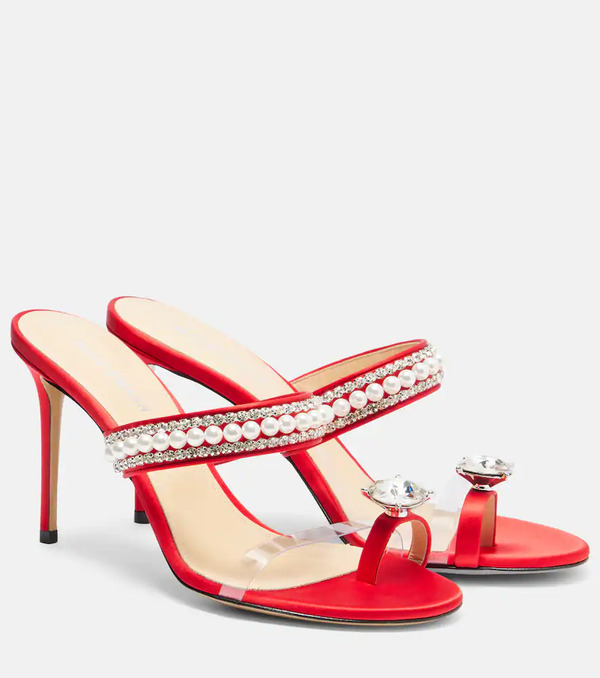  Mach & Mach Mach & Mach Diamond Of Elizabeth 90 Satin Mules 