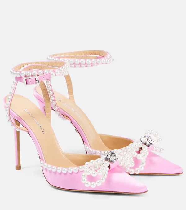  Mach & Mach Mach & Mach Double Bow 110 Embellished Satin Pumps 