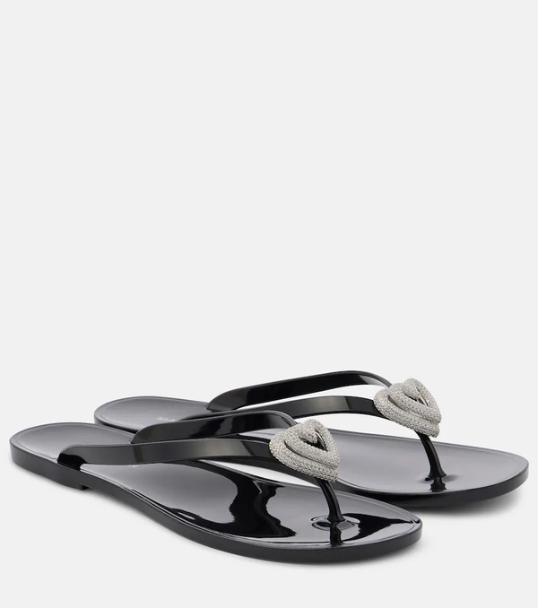  Mach & Mach Mach & Mach Double Heart Embellished Thong Sandals 
