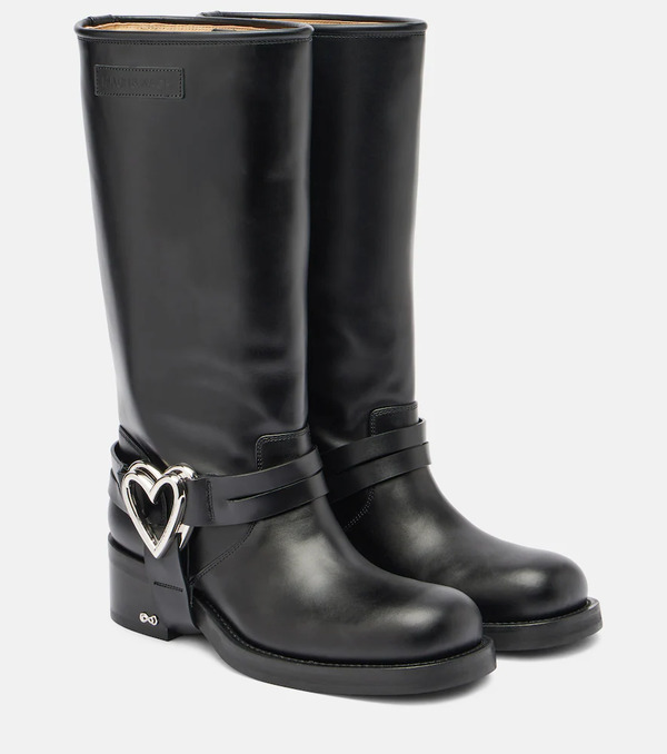  Mach & Mach Mach & Mach Double Heart Leather Biker Boots 