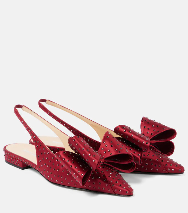  Mach & Mach Mach & Mach Le Cadeau Embellished Satin Slingback Flats 