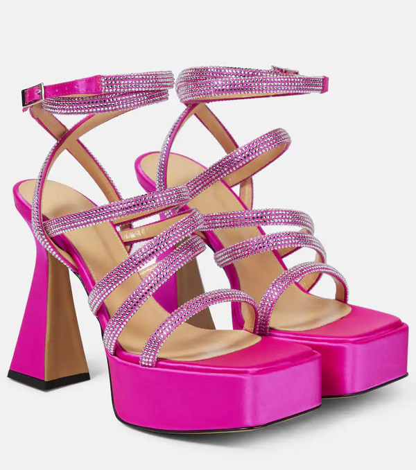  Mach & Mach Mach & Mach Sydney Embellished Satin Platform Sandals 