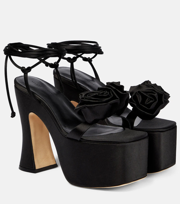  Magda Butrym Magda Butrym Applique Satin Platform Sandals 