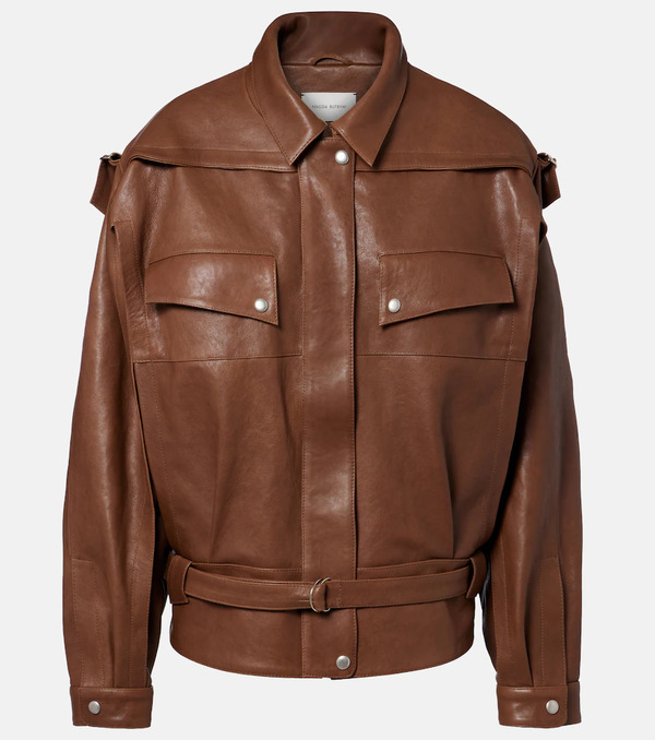  Magda Butrym Magda Butrym Belted Oversized Leather Jacket 