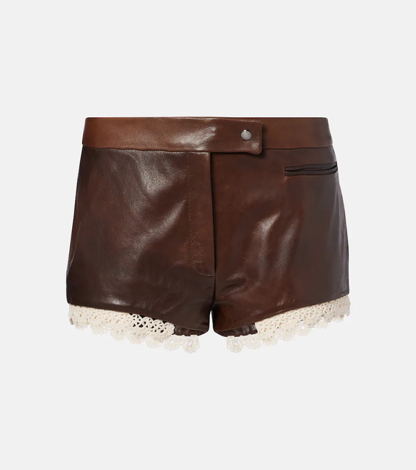  Magda Butrym Magda Butrym Crochet Leather Shorts 