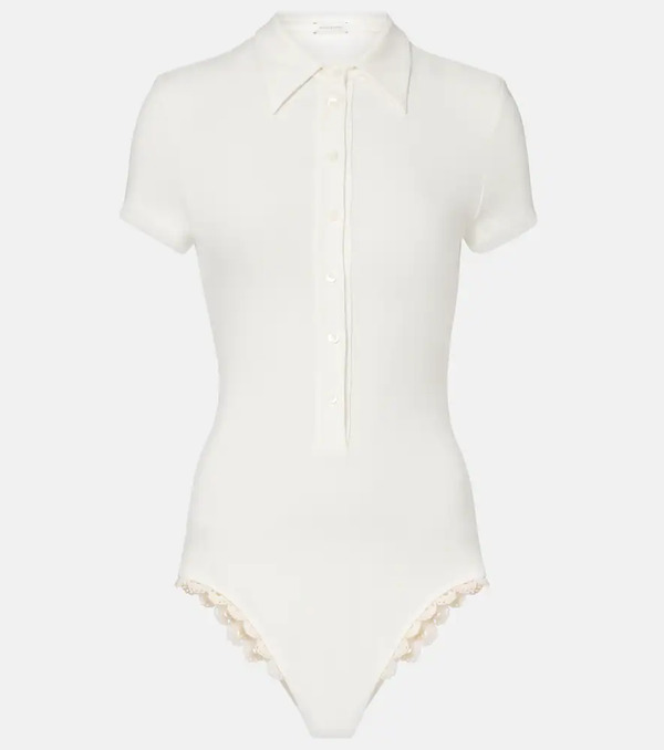  Magda Butrym Magda Butrym Crochet-trimmed Cotton-blend Bodysuit 