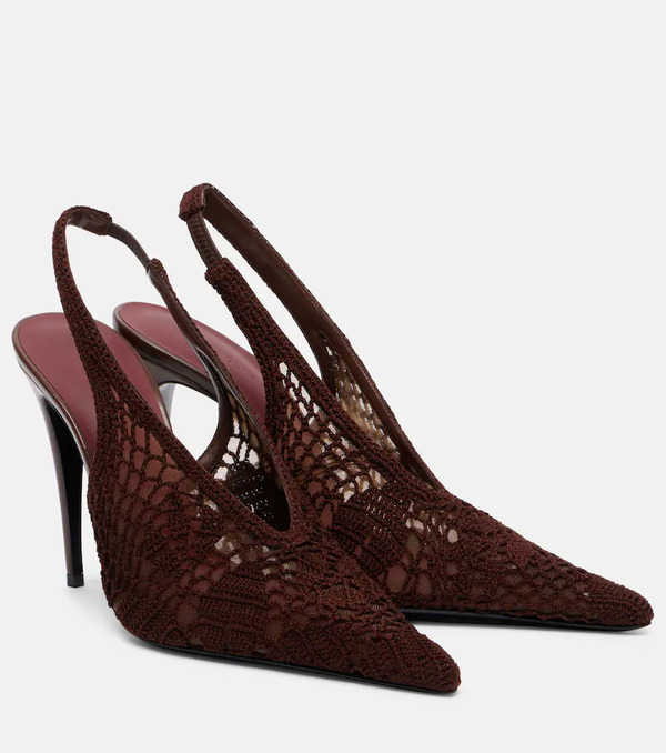  Magda Butrym Magda Butrym Crochet-trimmed Leather Slingback Pumps 