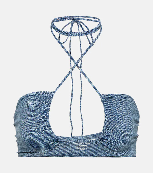 Magda Butrym Magda Butrym Denim-printed Halterneck Bikini Top 