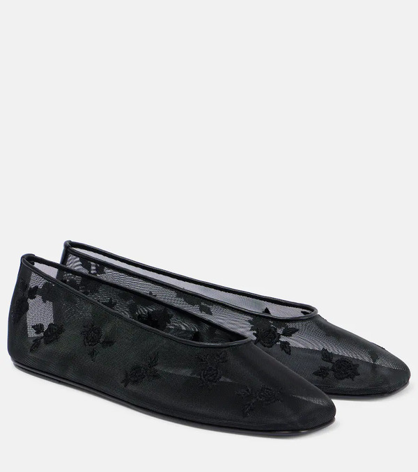  Magda Butrym Magda Butrym Embroidered Mesh Ballet Flats 
