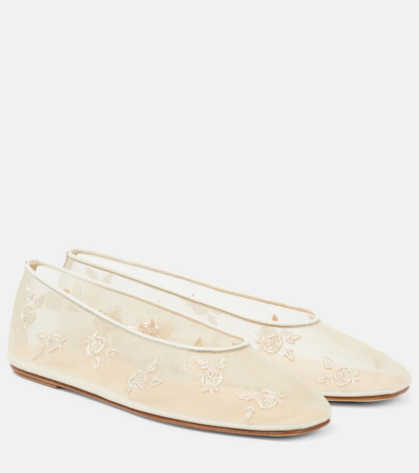  Magda Butrym Magda Butrym Embroidered Mesh Ballet Flats 
